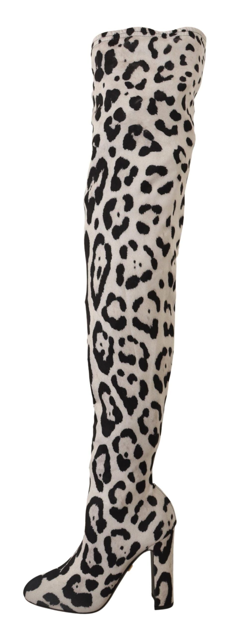 Fashionsarah.com Fashionsarah.com Dolce & Gabbana White Black Leopard Stretch Long Boots