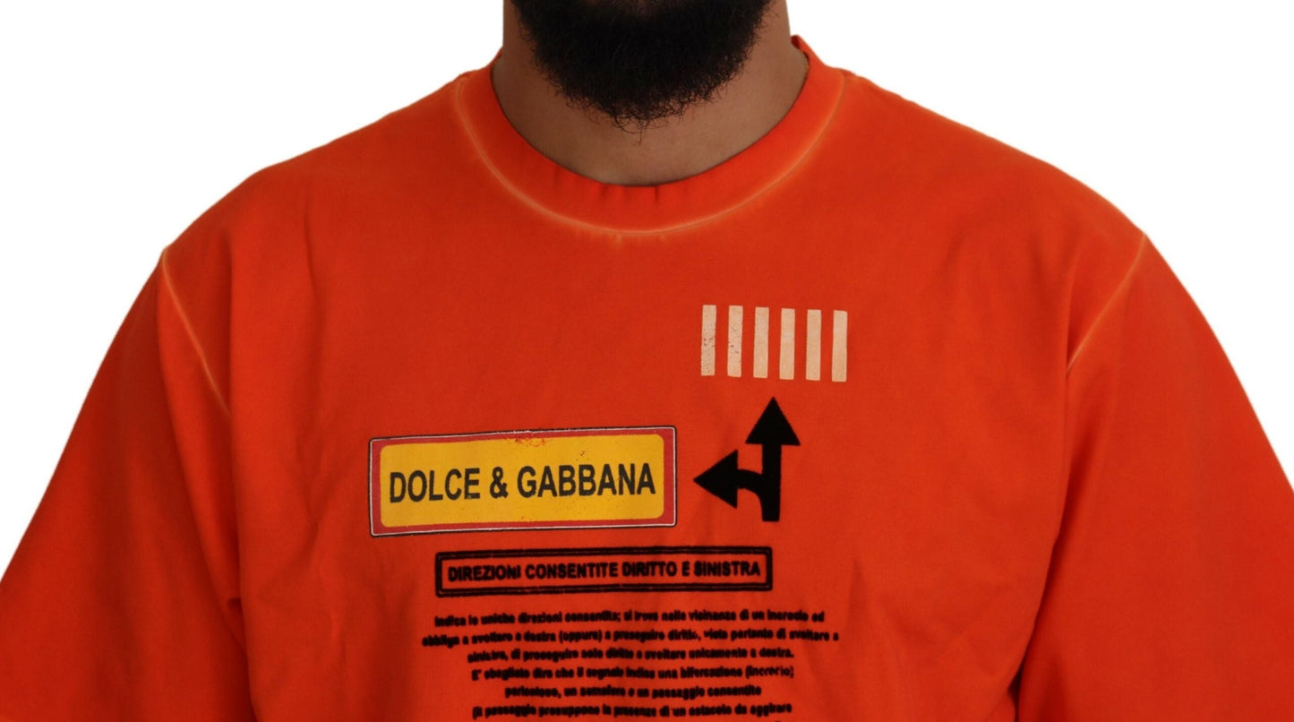 Fashionsarah.com Fashionsarah.com Dolce & Gabbana Orange Cotton Logo Short Sleeve T-shirt