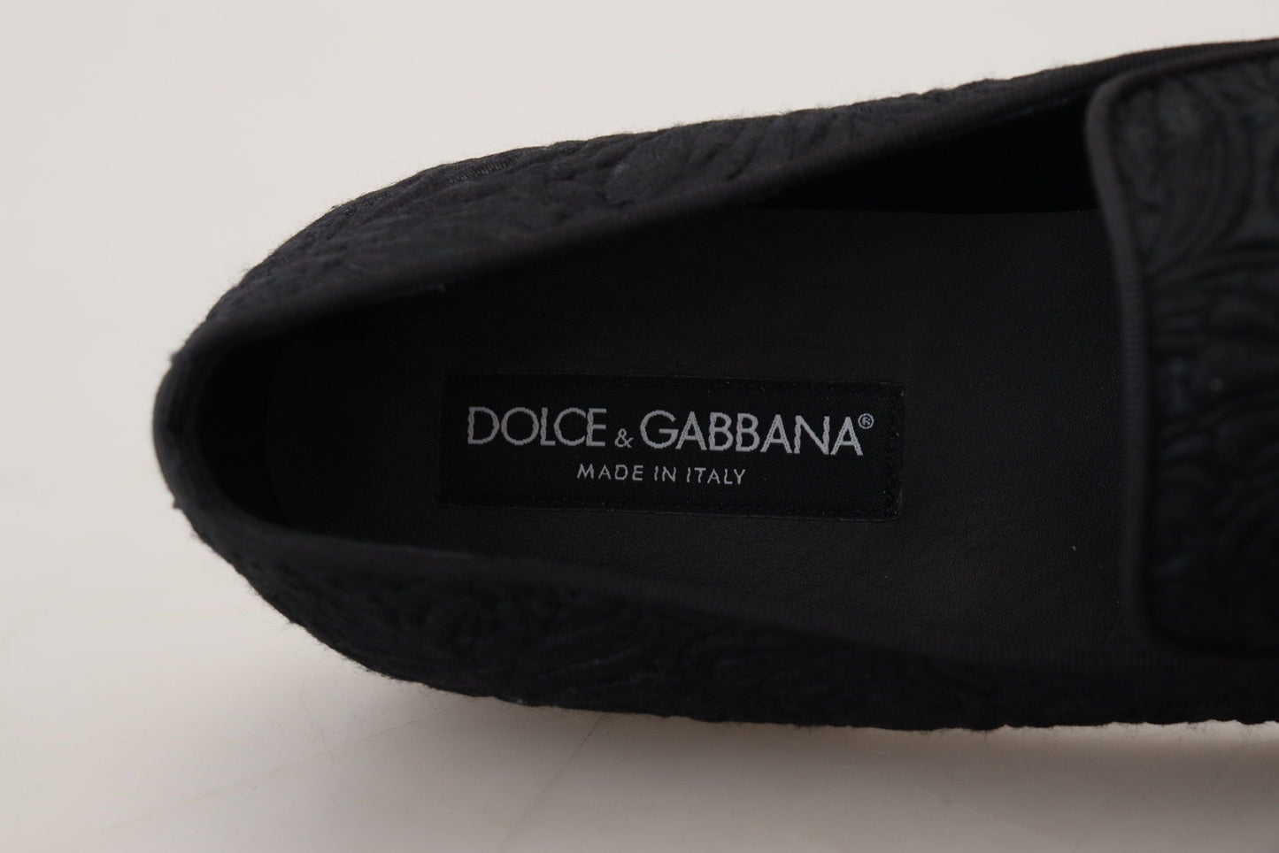 Dolce & Gabbana Black Floral Jacquard Slippers Loafers Shoes | Fashionsarah.com