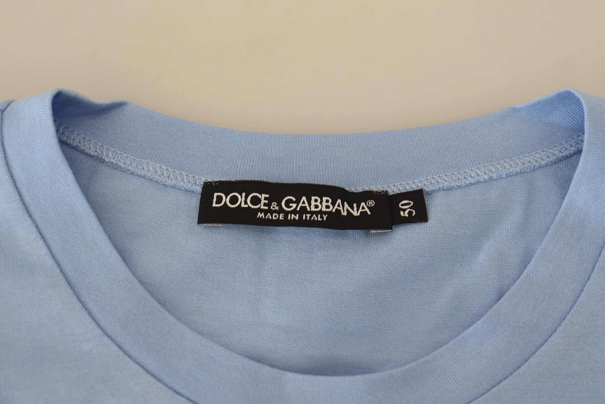 Fashionsarah.com Fashionsarah.com Dolce & Gabbana Light Blue Happy New Year 2017 Cotton T-shirt