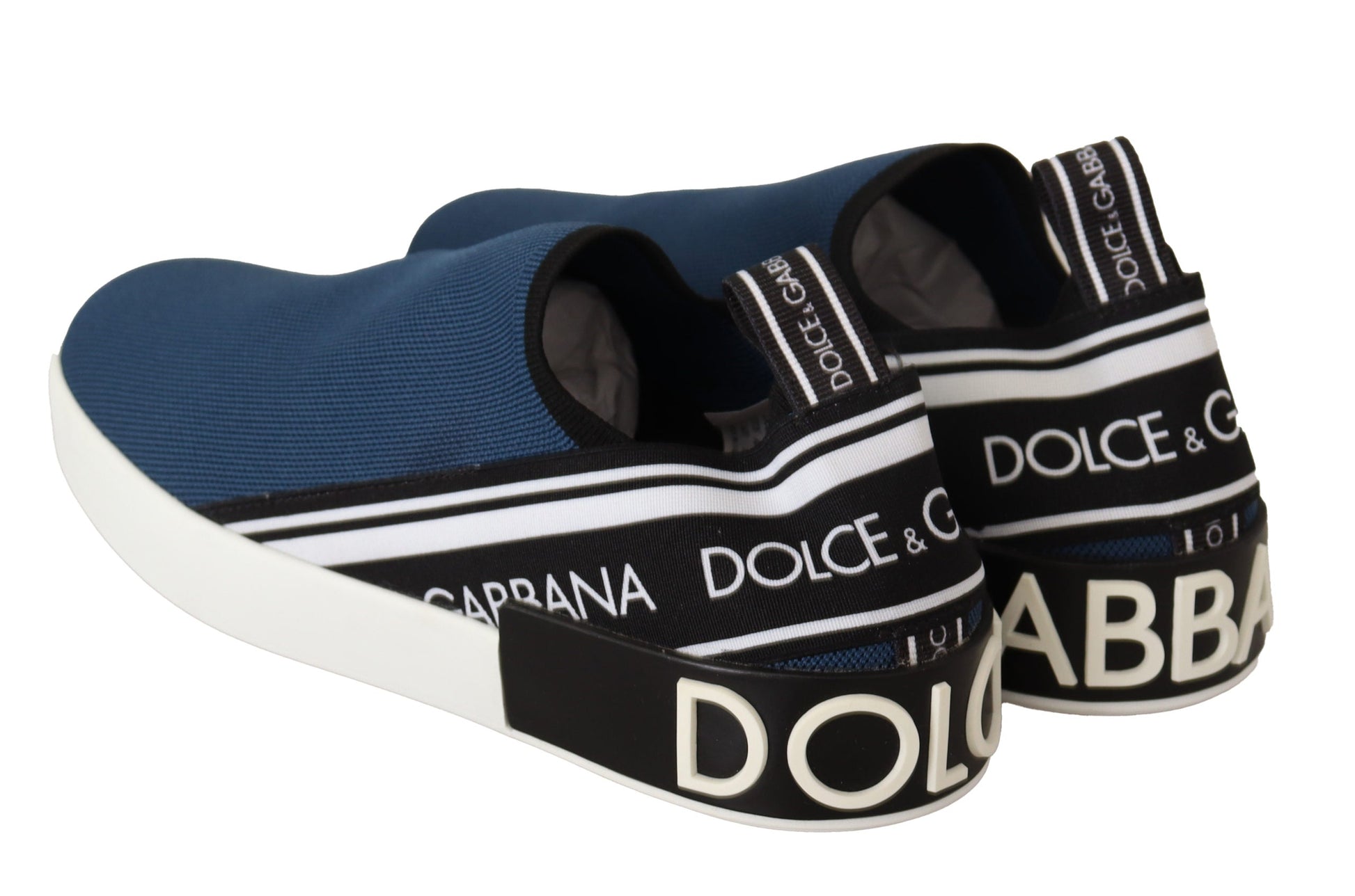 Dolce & Gabbana Blue Stretch Flats Logo Loafers Sneakers Shoes | Fashionsarah.com