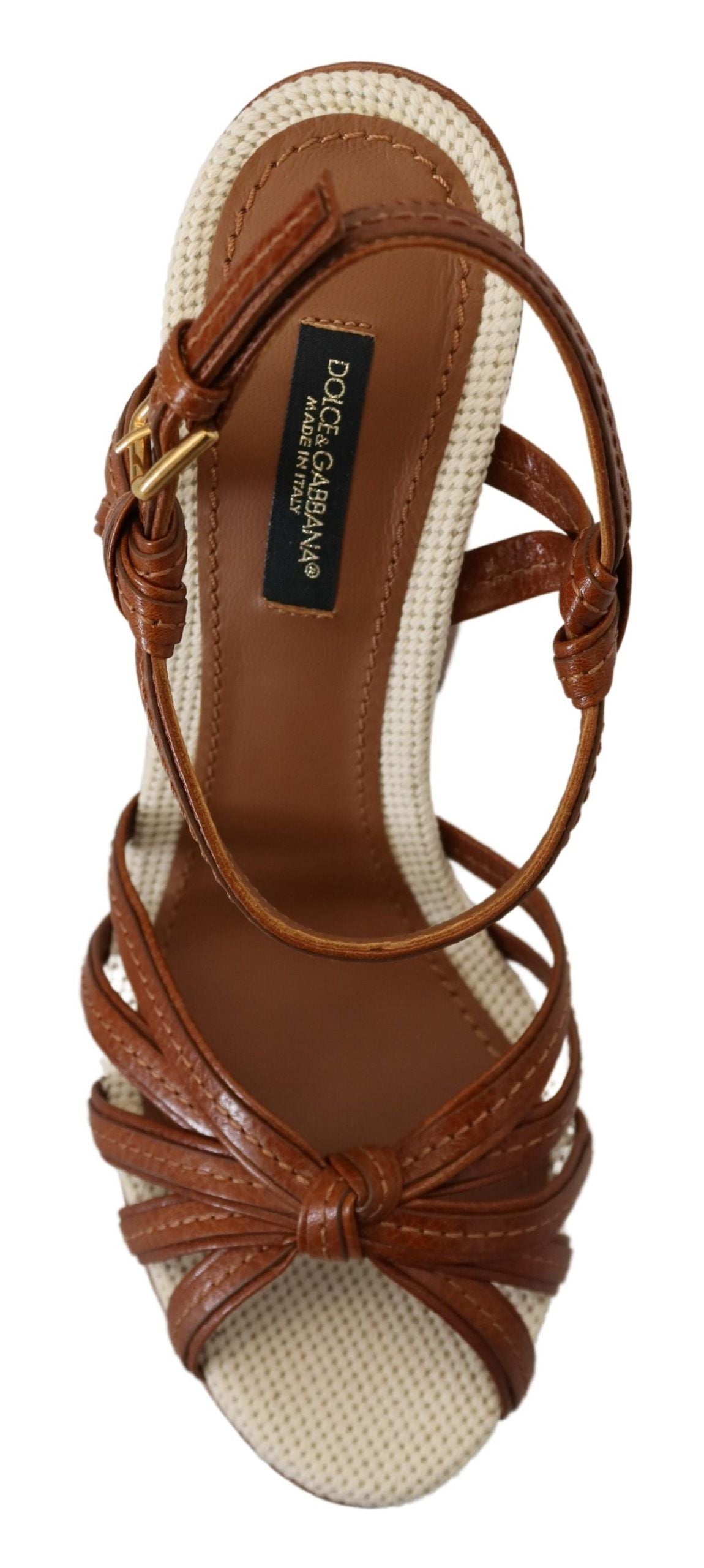 Fashionsarah.com Fashionsarah.com Dolce & Gabbana Brown Platform Leather Sandals Shoes