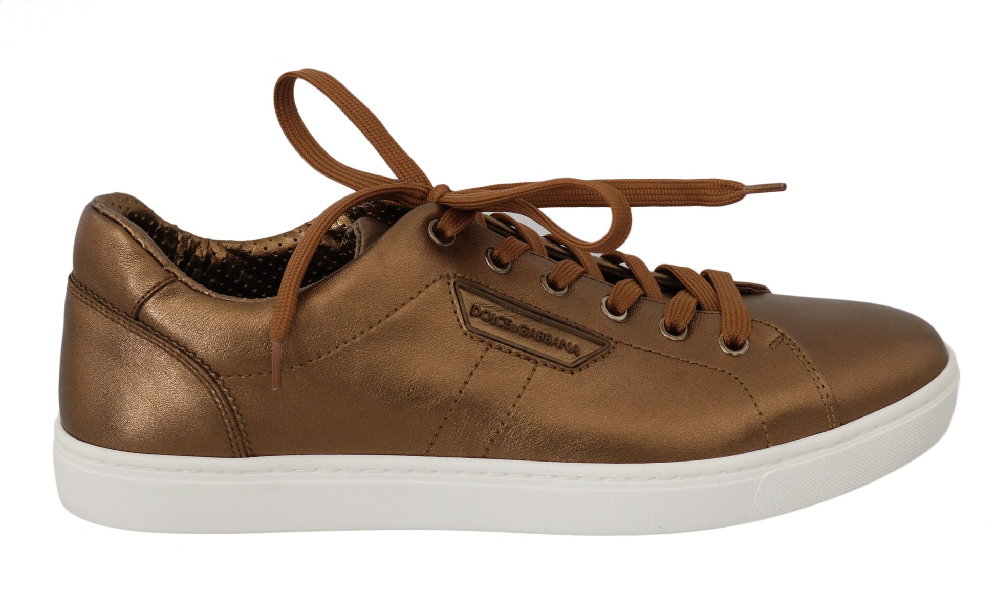 Dolce & Gabbana Gold Leather Mens Casual Sneakers | Fashionsarah.com