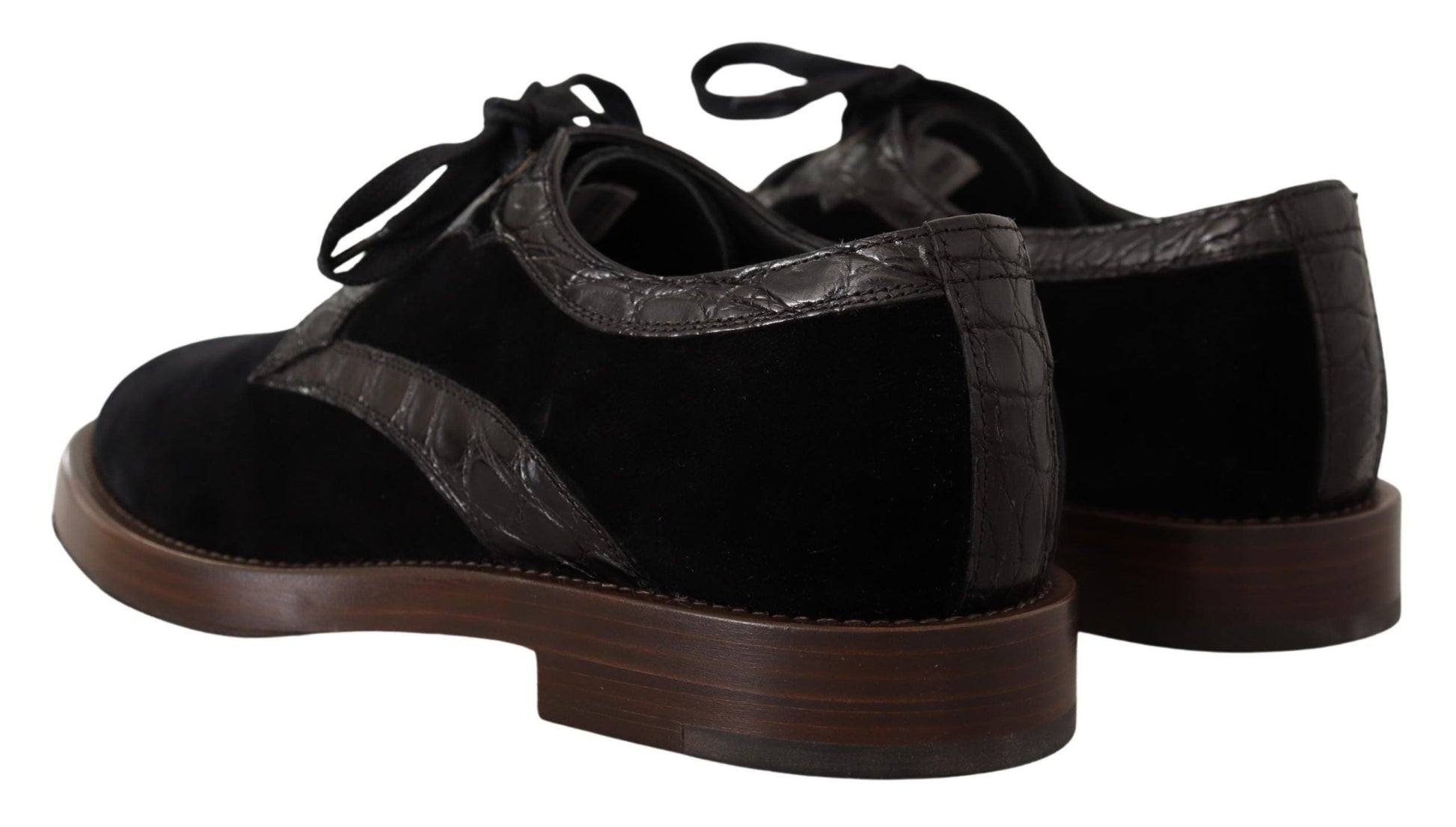 Dolce & Gabbana Black Velvet Exotic Leather Shoes | Fashionsarah.com