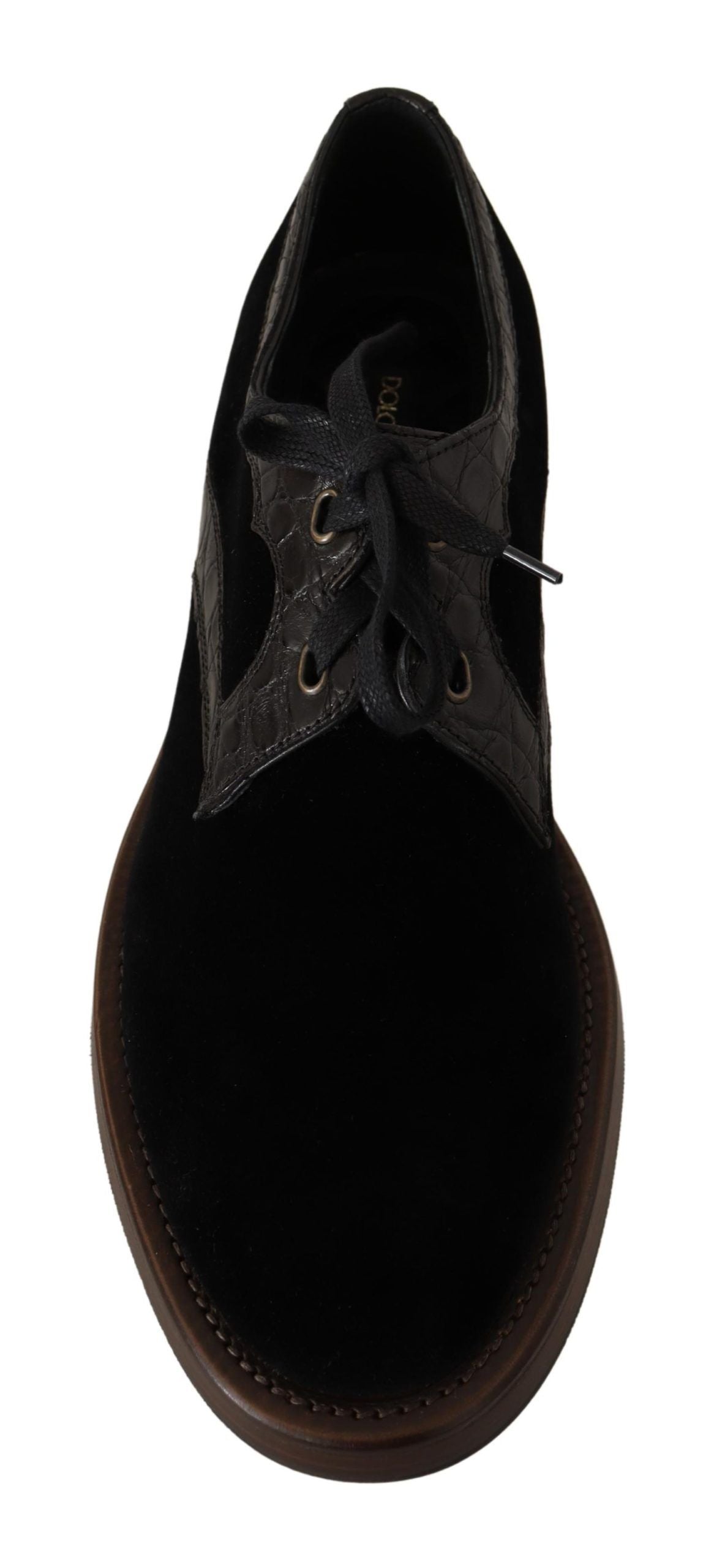 Dolce & Gabbana Black Velvet Exotic Leather Shoes | Fashionsarah.com