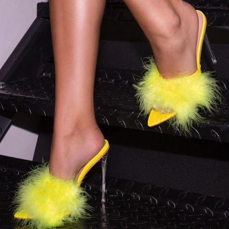 Feather Perspex Heels | Fashionsarah.com