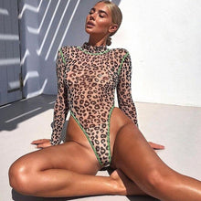 Load image into Gallery viewer, Leopard See Through Bodysuit - Fashionsarah.com