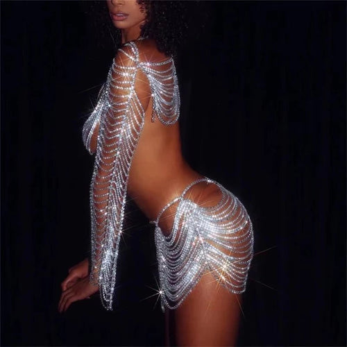 Luxury Rhinestone Body Chain Set | Fashionsarah.com
