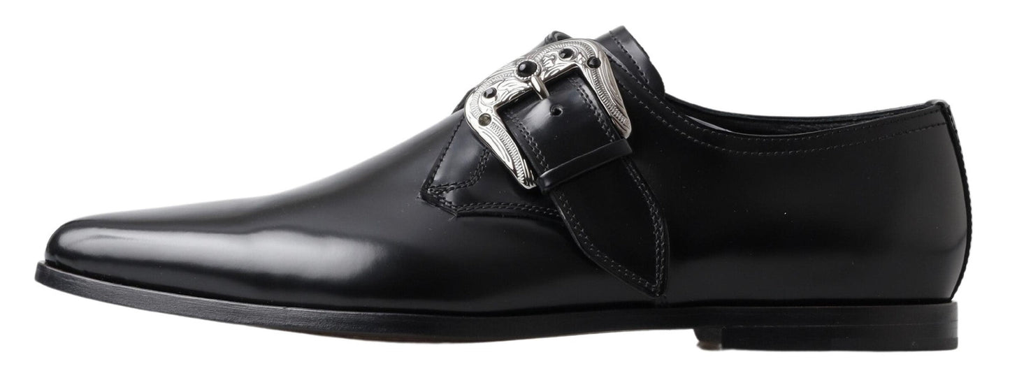 Dolce & Gabbana Black Leather Monk Strap Dress Formal Shoes | Fashionsarah.com