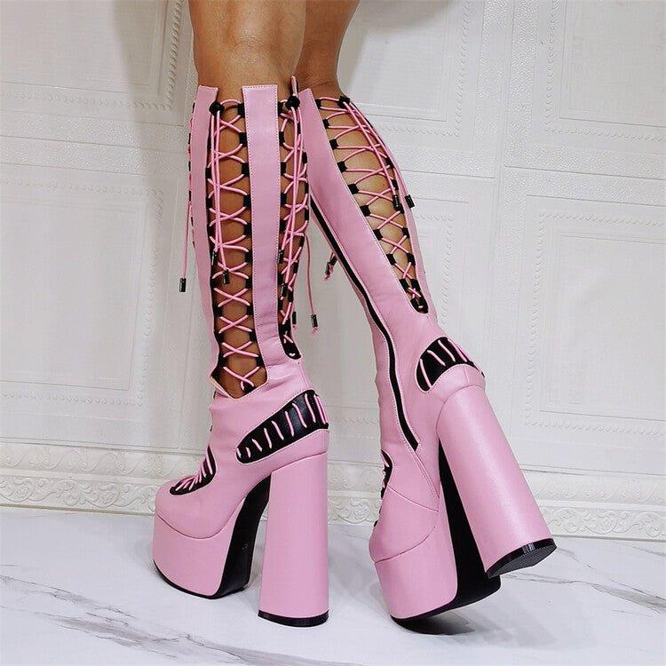 Fashionsarah.com Pink Punk Style Round Toe Plaform