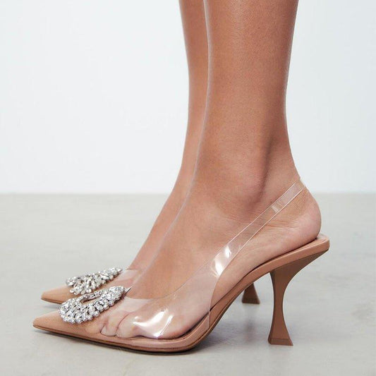 Nude Rhinestones Pointed Toe | Fashionsarah.com