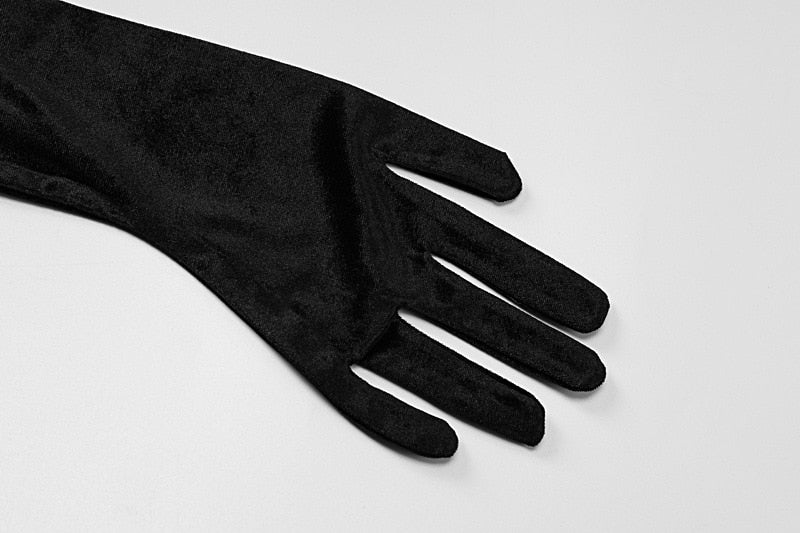 Velvet U-Neck Jumpsuit with gloves | Fashionsarah.com