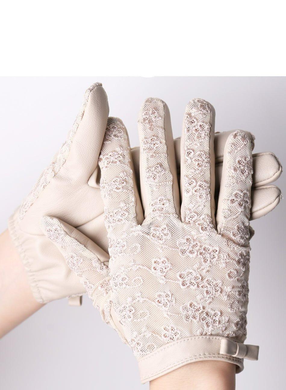 Leather Lace bow Gloves | Fashionsarah.com