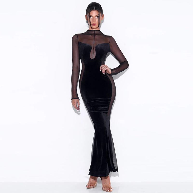 Fashionsarah.com Velvet Mesh Evening Dresses