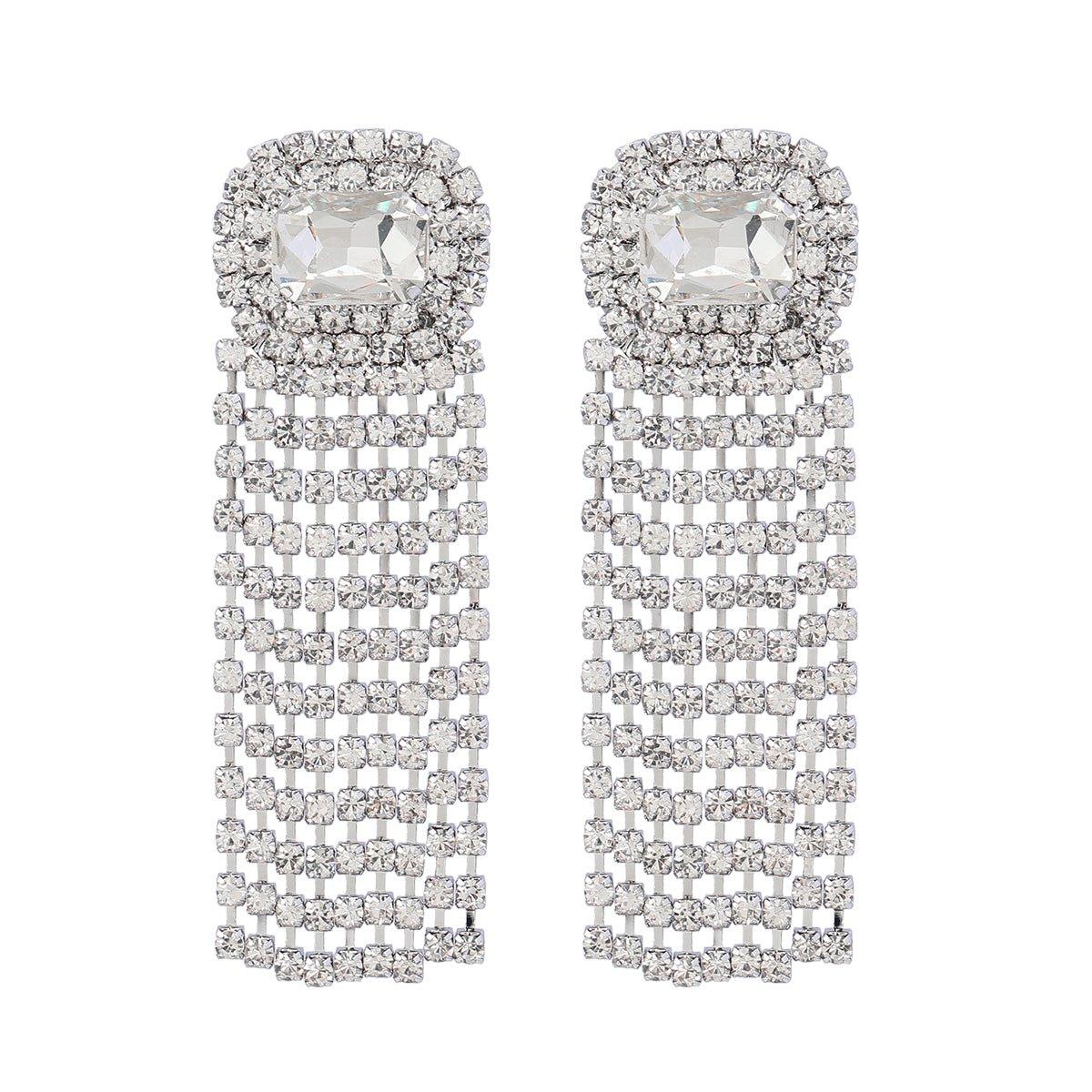 Fashionsarah.com Rhinestone Long Tassel Dangle Earrings