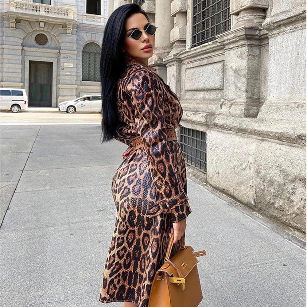 Leopard Mid-Calf Women Coat | Fashionsarah.com
