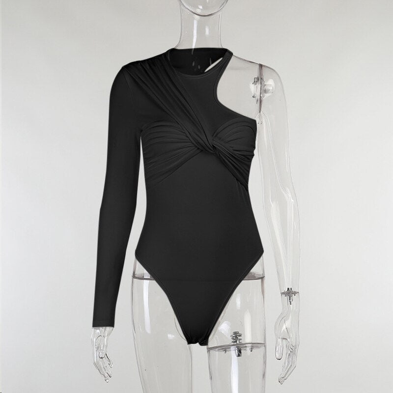Fashionsarah.com Asymmetric One Shoulder Bodysuit
