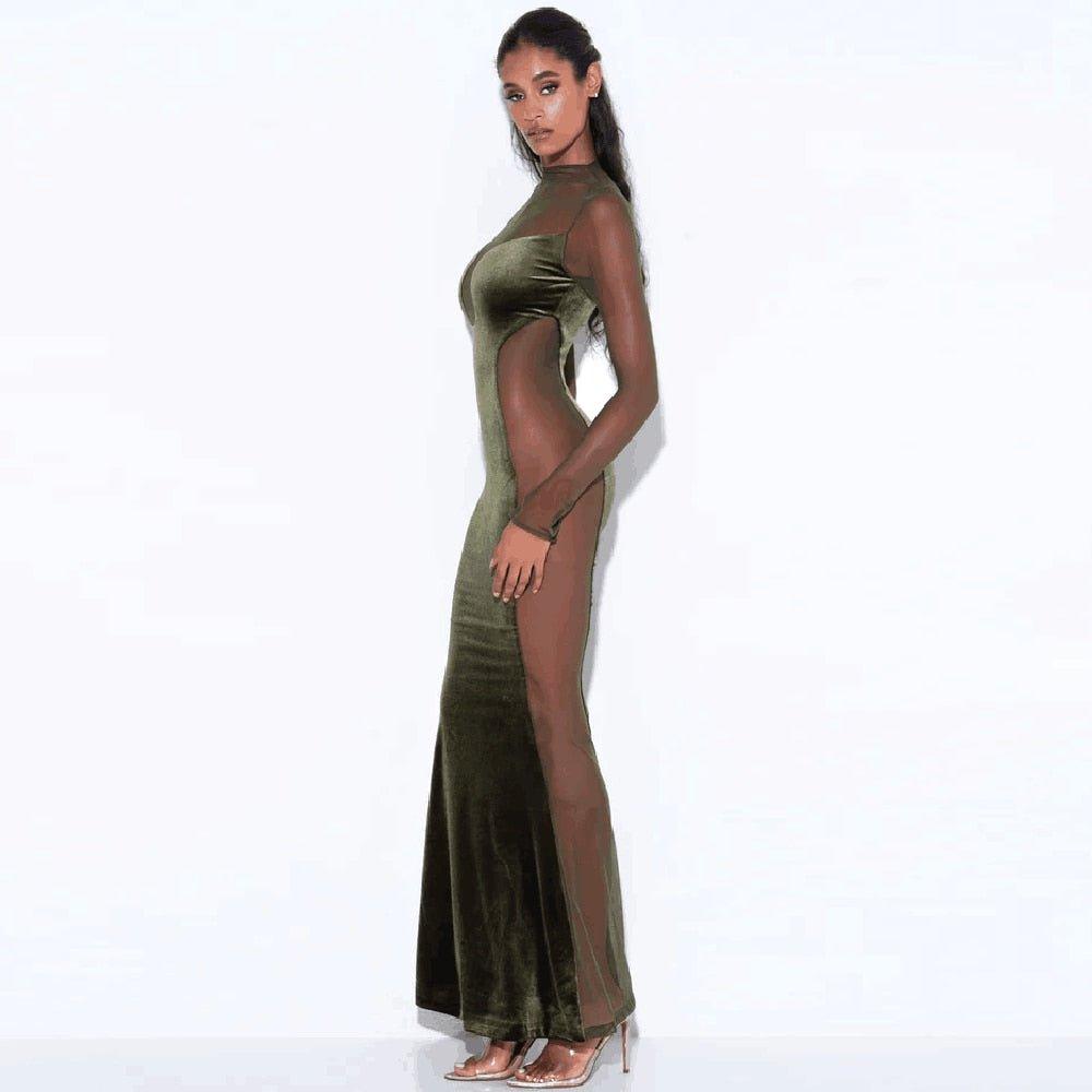 Fashionsarah.com Velvet Mesh Evening Dresses