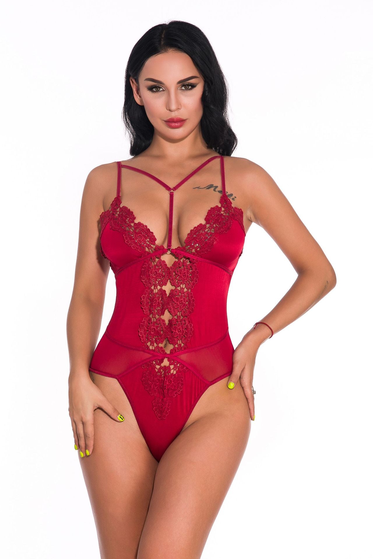 Fashionsarah.com Halter Lace Bodysuit