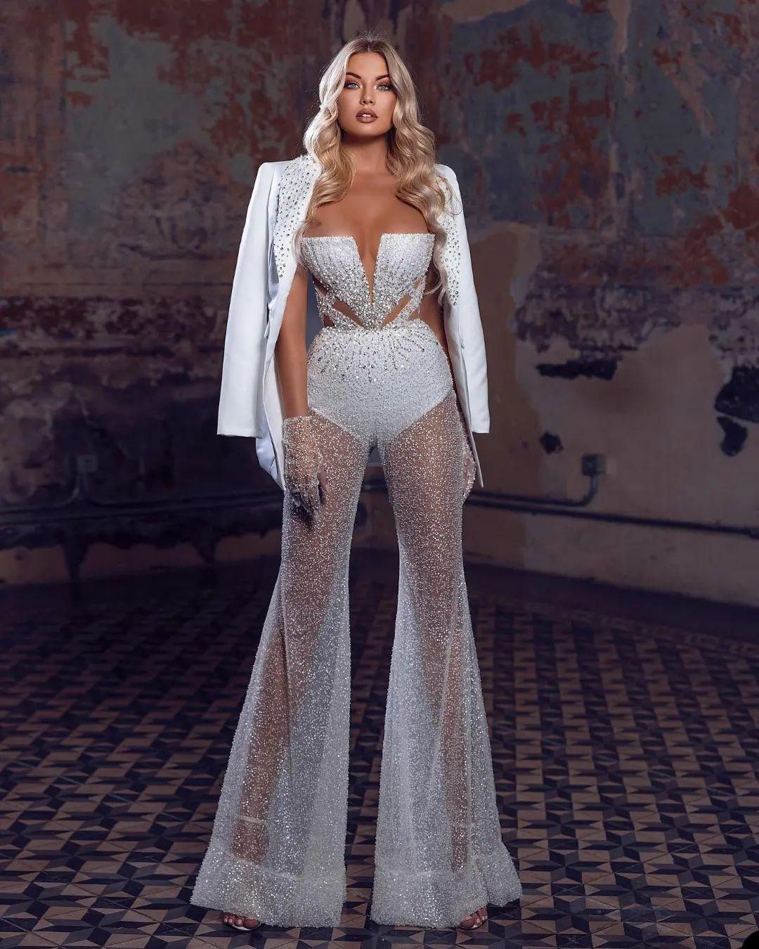 Jumpsuit with 2024 blazer wedding