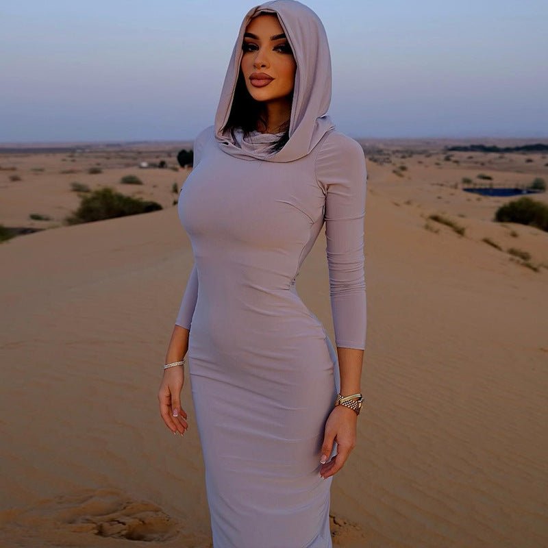 Fashionsarah.com Hooded Maxi Slim Dress