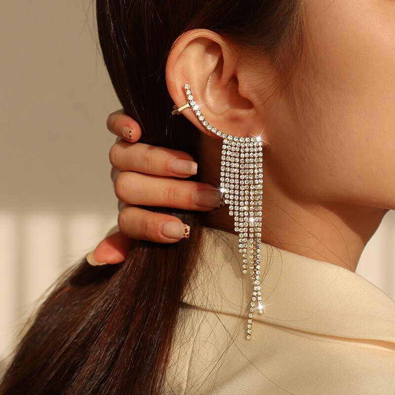 Long Full Rhinestone Earrings | Fashionsarah.com