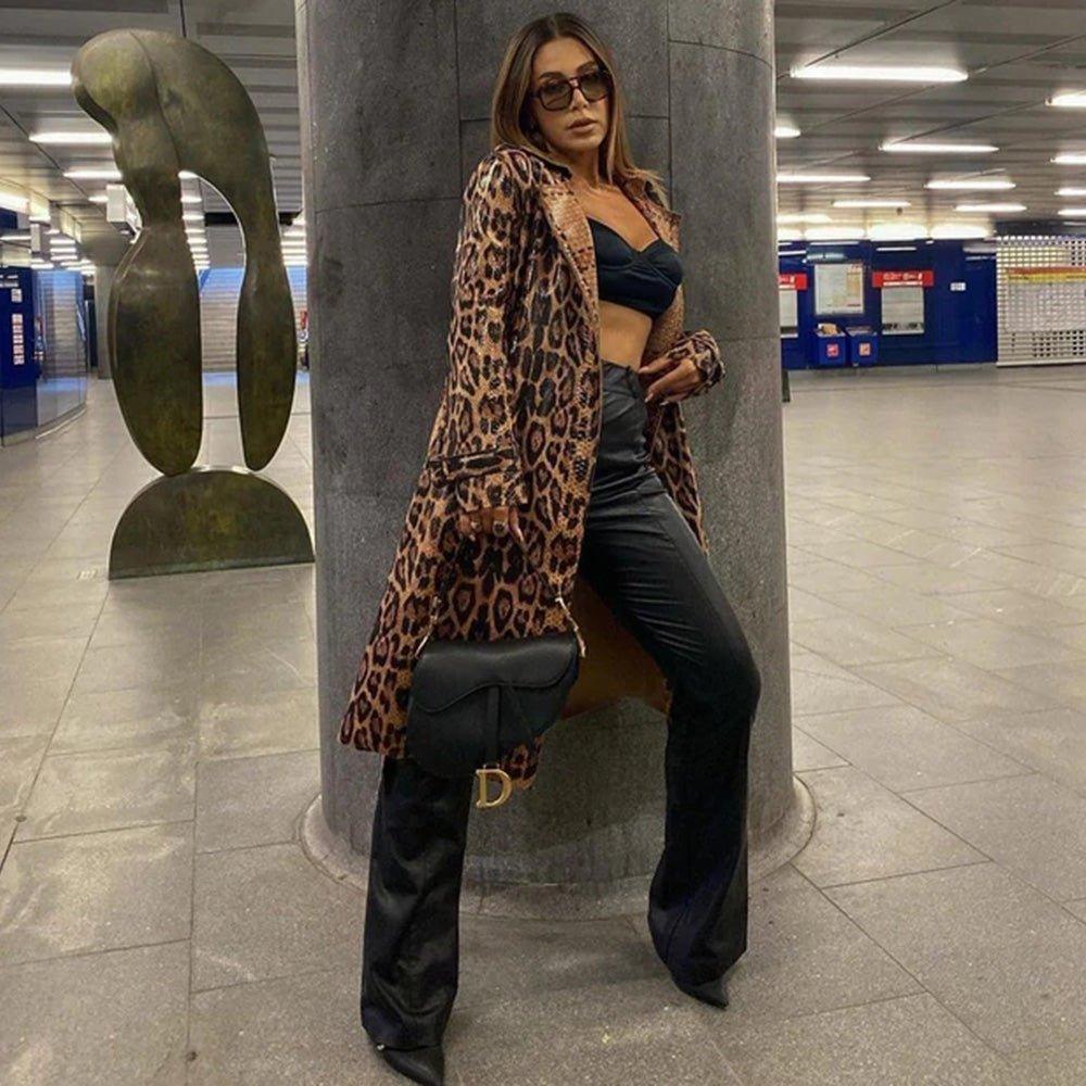 Leopard Mid-Calf Women Coat | Fashionsarah.com