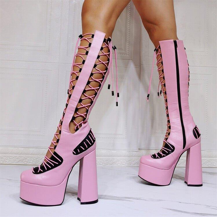 Pink Punk Style Round Toe Plaform | Fashionsarah.com