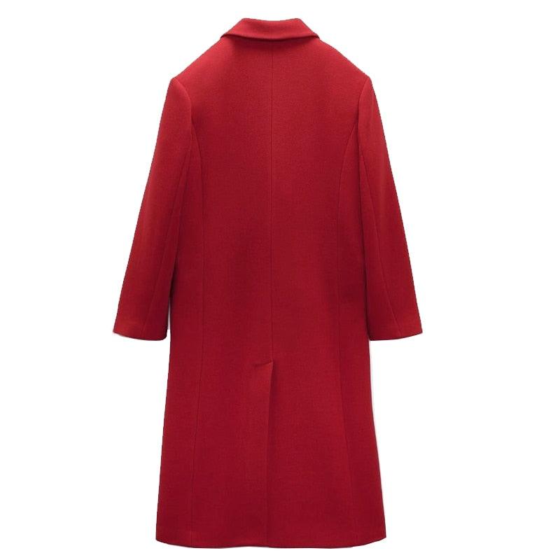 Fashionsarah.com Dark Red Woolen Women Coat