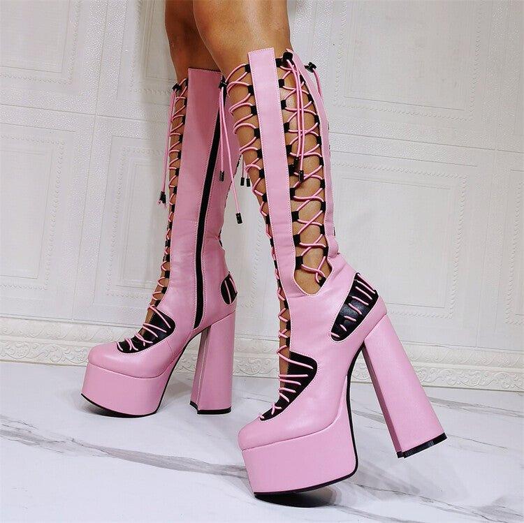 Pink Punk Style Round Toe Plaform | Fashionsarah.com