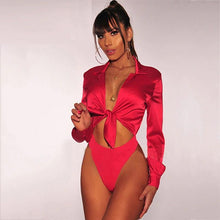 Load image into Gallery viewer, Cut Out Front Tie Bodysuits - Fashionsarah.com