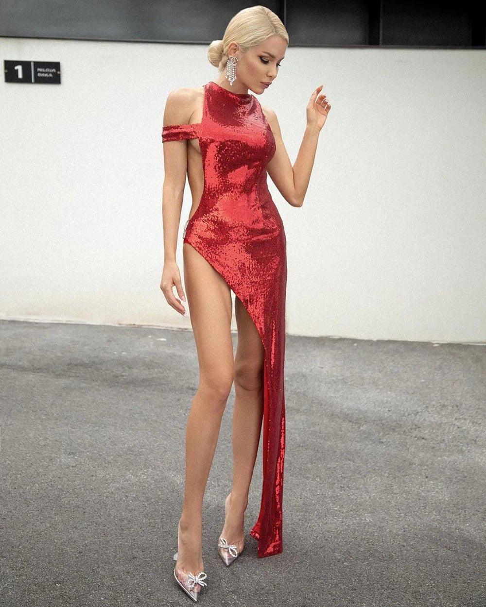 Fashionsarah.com Red Sequin Luxury Dress