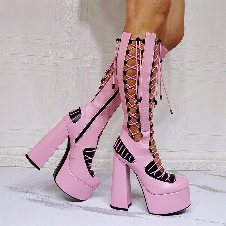 Fashionsarah.com Pink Punk Style Round Toe Plaform