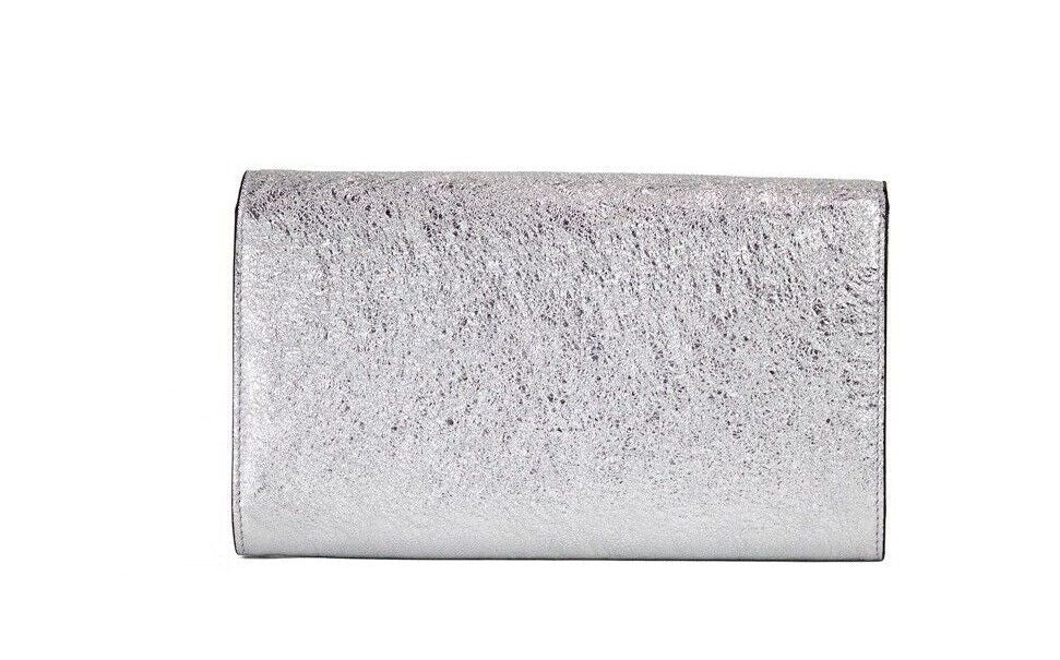 Versace Small Metallic Silver LeatherClutch Bag | Fashionsarah.com