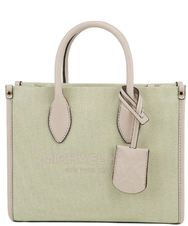 Fashionsarah.com Fashionsarah.com Michael Kors Mirella Small Powder Blush Canvas Shopper Crossbody Handbag Purse