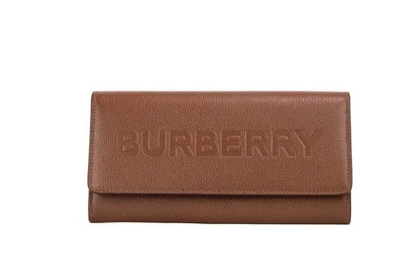 Burberry Porter Tan Grained Leather Embossed Continental Clutch Flap Wallet Brown | Fashionsarah.com