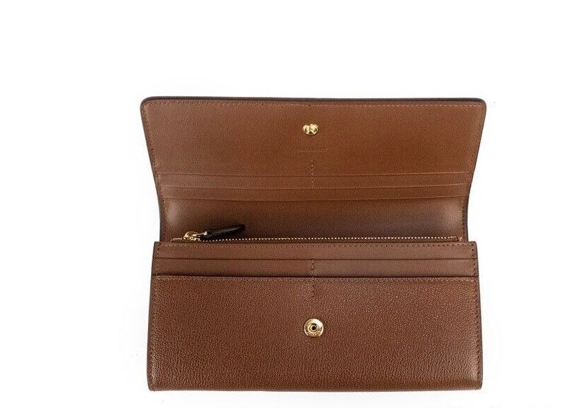 Burberry Porter Tan Grained Leather Embossed Continental Clutch Flap Wallet Brown | Fashionsarah.com