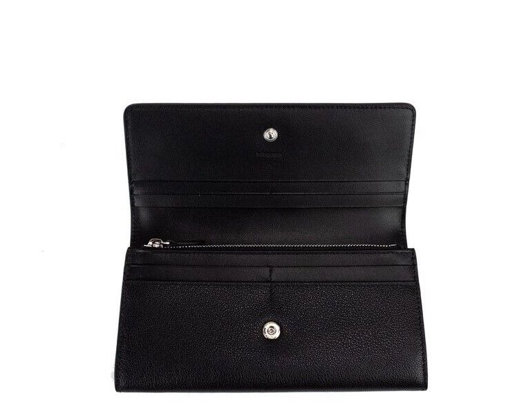 Burberry Porter Black Grained Leather Branded Logo Embossed Clutch Flap Wallet | Fashionsarah.com