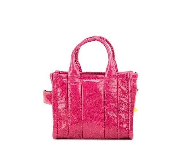 Marc Jacobs The Shiny Crinkle Micro Tote Magenta Leather Crossbody Bag Handbag | Fashionsarah.com