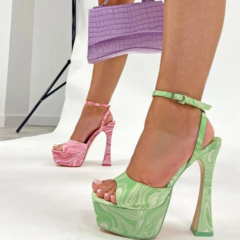 Fashionsarah.com Ankle Buckle Strap Open Toe Platforms