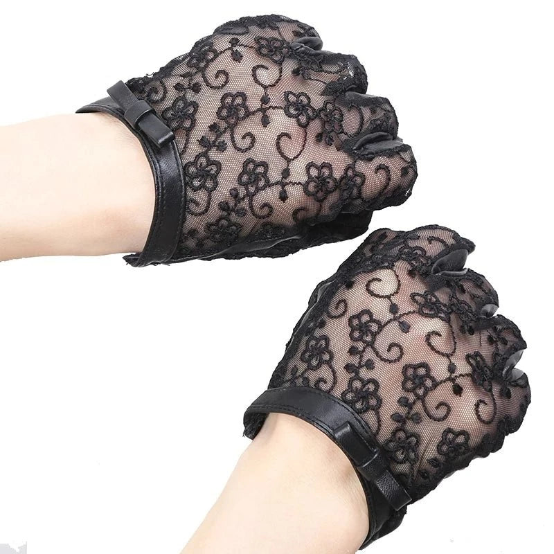 Leather Lace bow Gloves | Fashionsarah.com