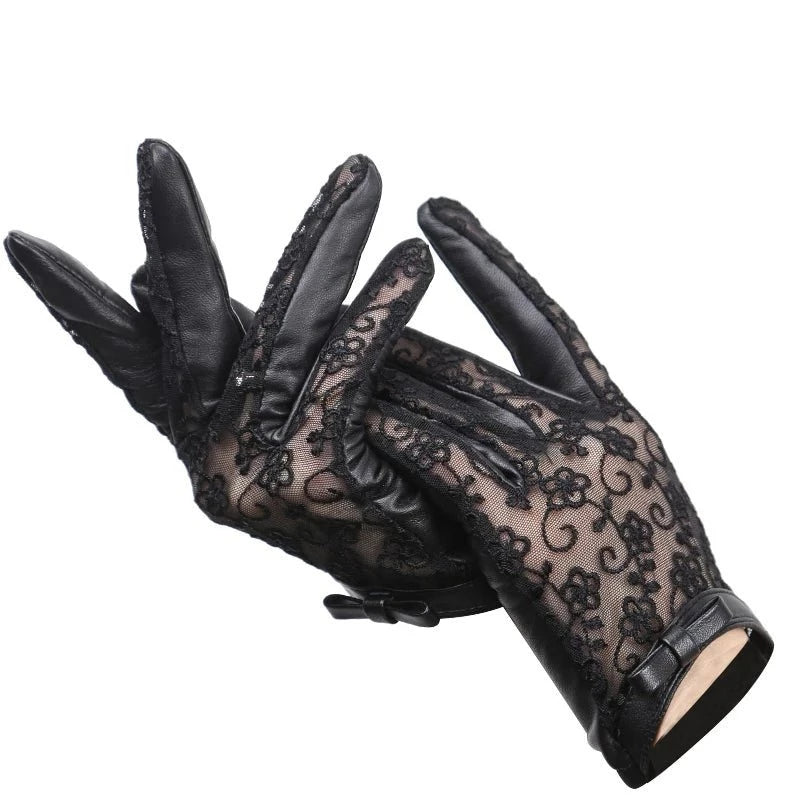 Leather Lace bow Gloves | Fashionsarah.com