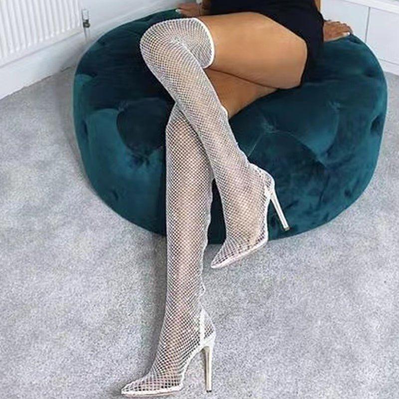 Mesh Long Stiletto Boots | Fashionsarah.com