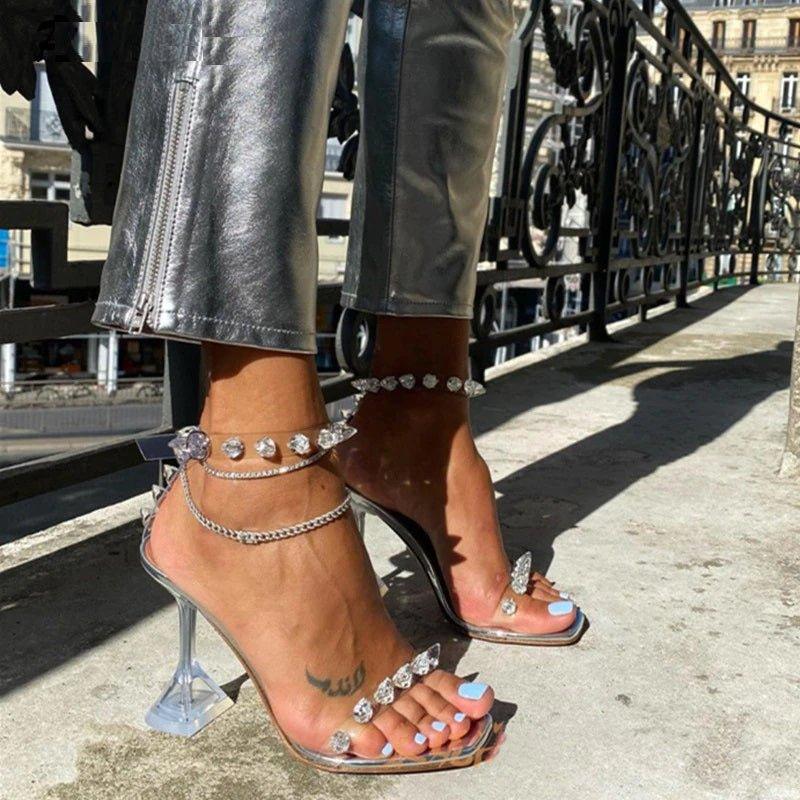 Crystal Clear heeled Shoes | Fashionsarah.com