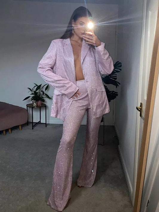 Glitter Elegant Blazer Sets / Split Sets | Fashionsarah.com