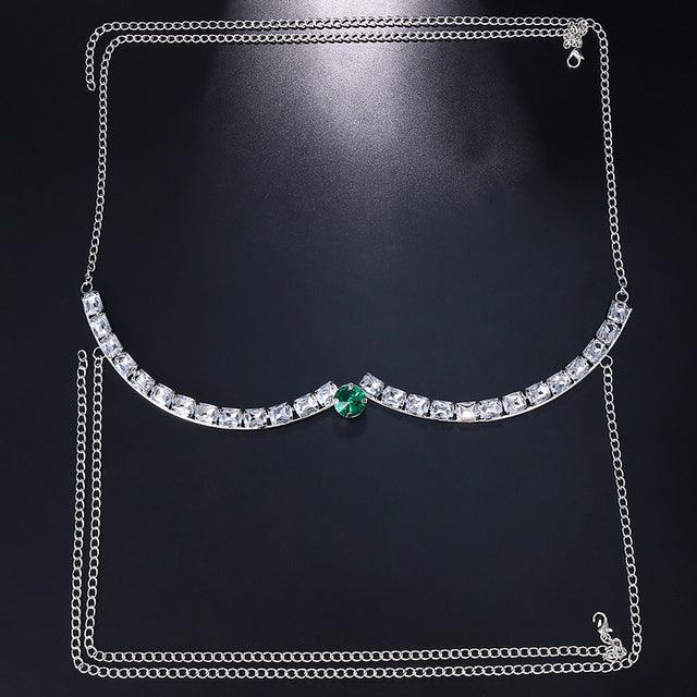 Green Big Crystal Chest Bracket Jewelry | Fashionsarah.com