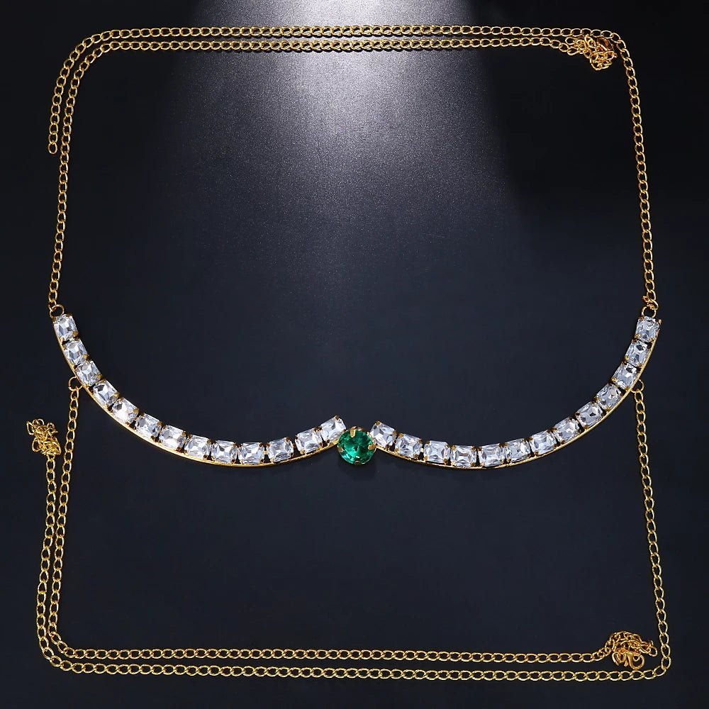 Green Big Crystal Chest Bracket Jewelry | Fashionsarah.com