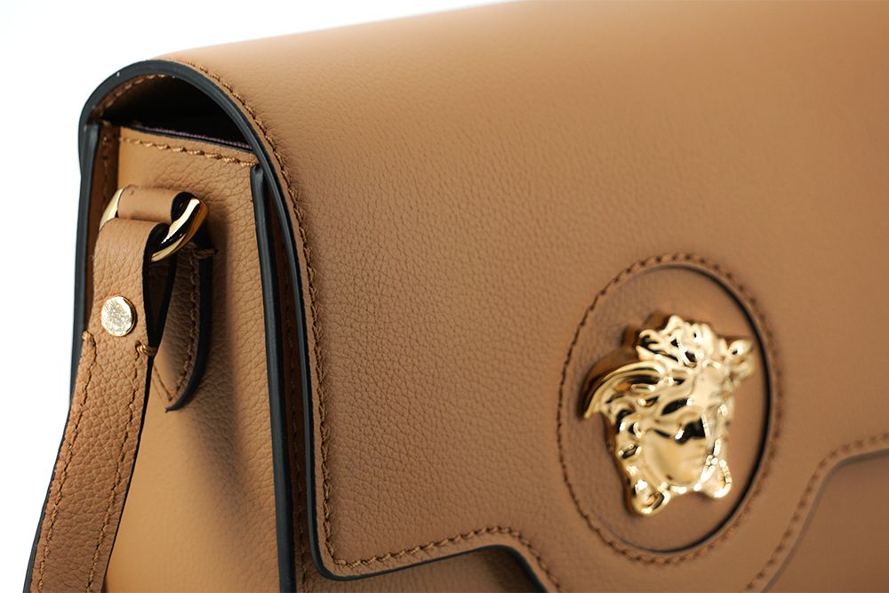 Versace Brown Calf Leather Shoulder Bag | Fashionsarah.com