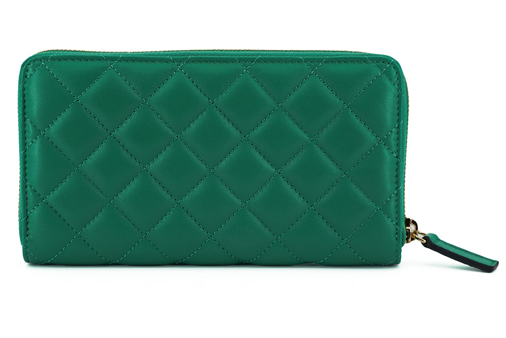 Fashionsarah.com Fashionsarah.com Versace Green Leather Long Zip Around Wallet