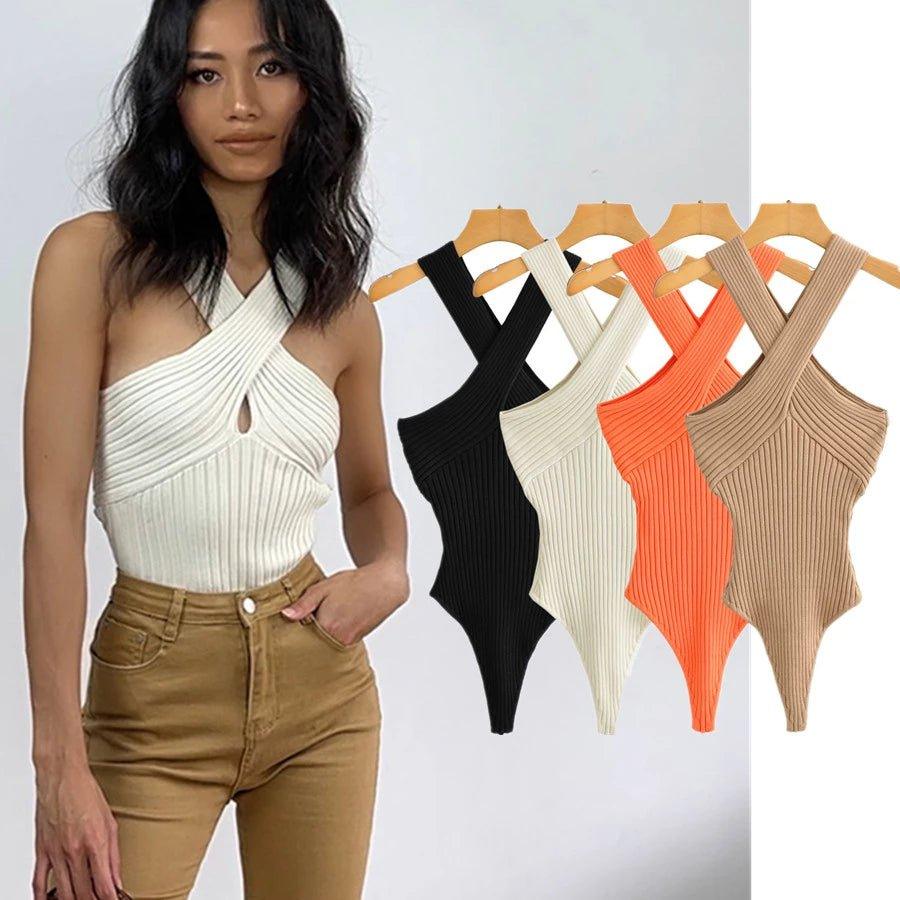 Cross Halter Knitting Bodysuits | Fashionsarah.com